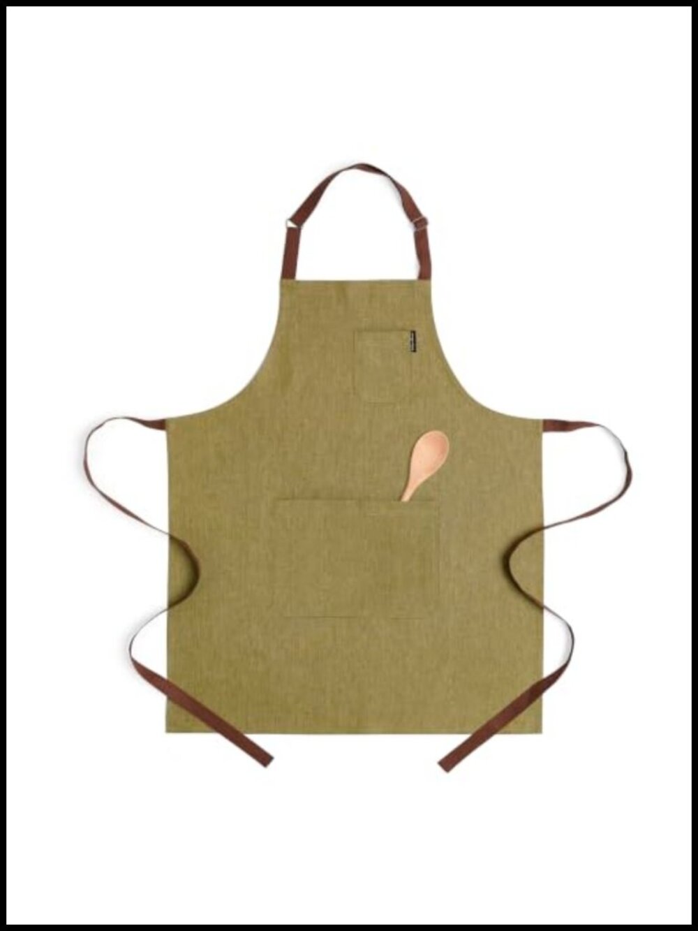 100% Pure Linen Bib Apron Adjustable Neck Strap 3 Pockets Machine Washable